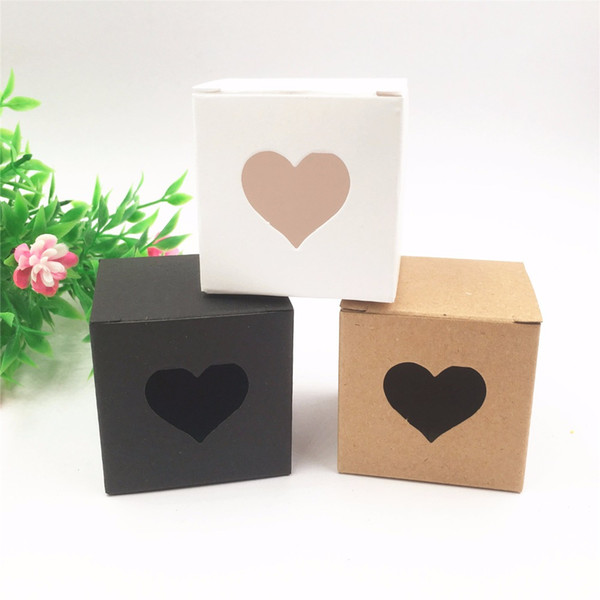 Kraft white/black Heart Shaped Window cupcake boxes Wedding Chocolate Packing Party Single candy/cookies Boxes 50pcs/set