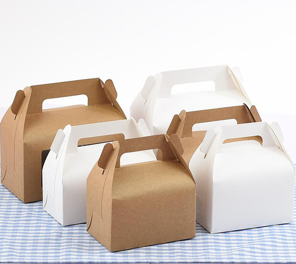 12.19 Yan 50pcs kraft cardbard boxes cookies gift boxes white cardboard cake boxes with handle 155x80x60mm