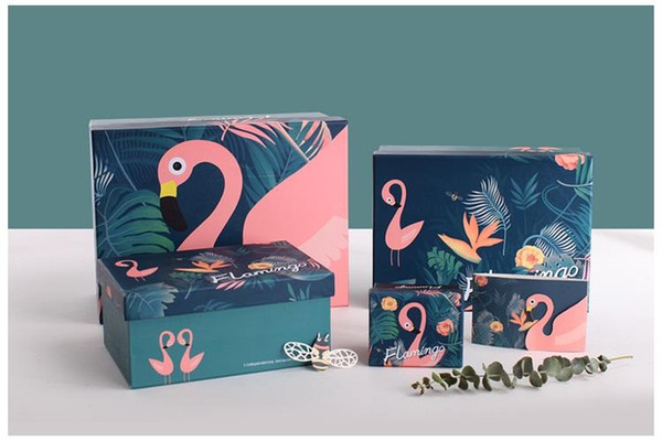 Lovely Flamingo pattern rectangle gift cardboard boxes for festival/wedding/birthday/party/decoration gift/present packing free shipping