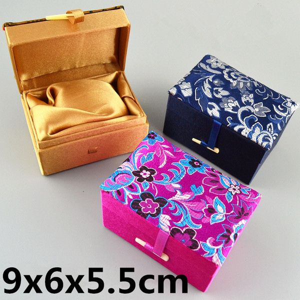 Rectangular Soft Silk Brocade Gift Box Craft Chinese Jewelry Storage Box High End Decorative Packaging Box 9x6x5.5 cm 4pcs/lot