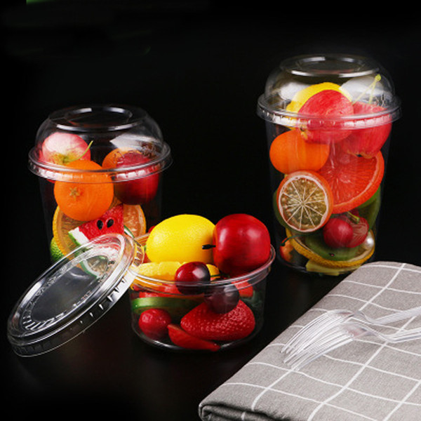 Four sizes optional Disposable transparent plastic salad box round fruit dessert takeaway bowl food Packing Boxes DHL free shipping