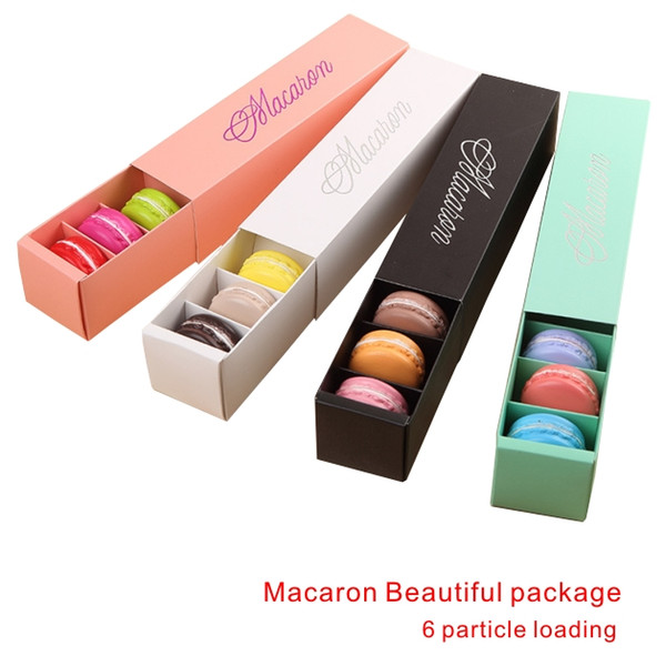 Macaron Box Beautiful package Multi-purpose Hollow Short Paragraph Macaron box 6 particle loading Home Baking Packaging Box.