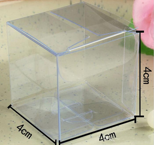 100pcs/lot 4x4x4 CM PVC Clear Package Box Square Plastic Containers Jewelry Gift Box Candy Towel Cake Box Free Shipping