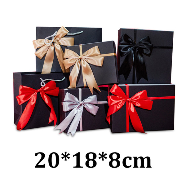 20x18x8cm bowknot black gift box cardboard packaging