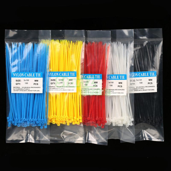 cable ties 100pcs/bag Colorful 3x150MM Self Locking Plastic Nylon Wire Cable Tie Zip Cable Ties Line Factory Standard SelfLlocking