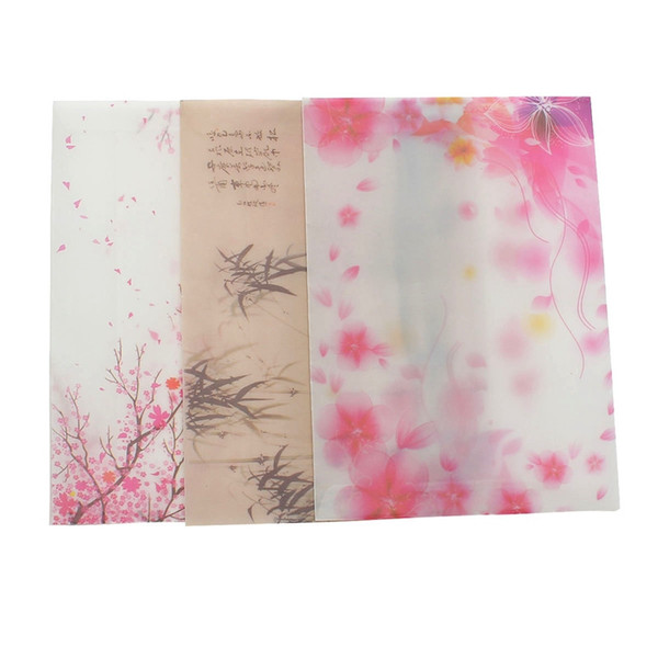 Wholesale-5pcs/pack Sakura Blossom Pink Japan Cherry Painting Design Artificial Parchment Paper Envelope School Office Supplies Gifts