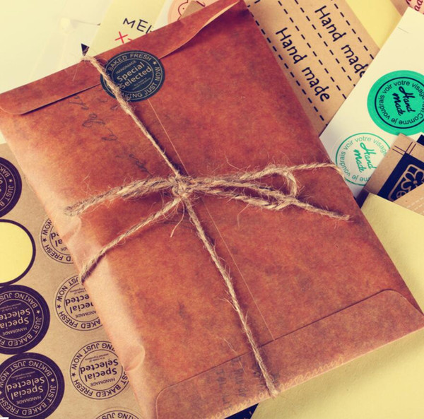 Wholesale-50Pcs/Set Retro Style Brown Kraft Paper Envelope Postcard Invitation Letter Stationery Paper Bag Vintage Air Mail Gift Envelope