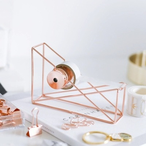 1Pc*Tape Cutter Rose Gold Hollow Tape Cutter Washi Storage Organizer Stationery Office Supplies New