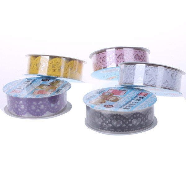 5PCS DIY Lace Roll Candy Color Self Adhesive Tape