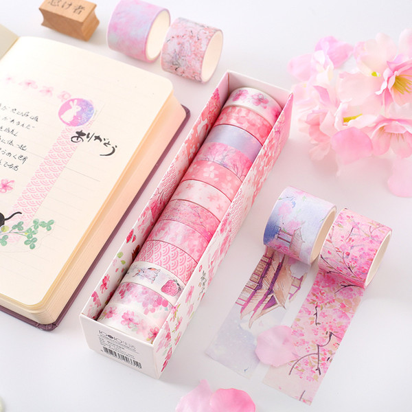 6/12 Pcs/set Washi Masking Tape Stickers Scrapbooking Cinta Adhesiva Decorativa Washitape Bant Adhesive Flower Solid C19041701