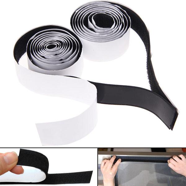 2 Rolls Black Strong Self Adhesive Hook Loop Tape Fastener Sticky 1M 3ft Free Shipping