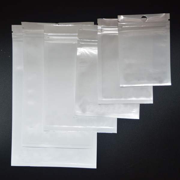 Promotion Clear + white pearl Plastic Poly OPP packing zipper Zip lock Retail Packages Jewelry food PVC plastic bag many size available