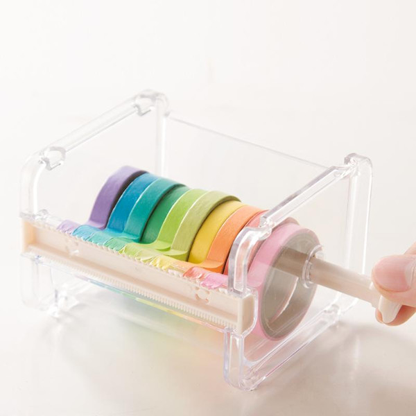 VODOOL Stationery Masking Tape Cutter Washi Tape Storage Organizer Cutter Office Dispenser School Supplies Beige Color