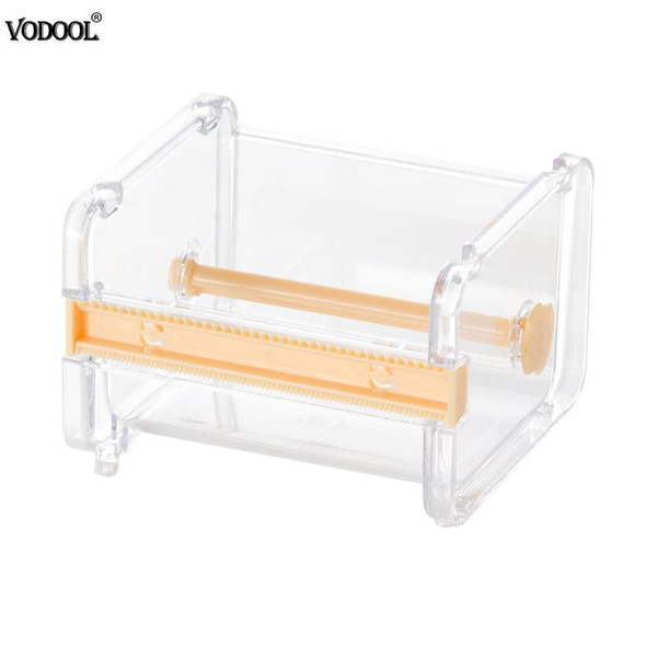 New Fashion Washi Tape Dispenser Desktop Cutter Stationery Storage Box Cutter Tape Dispenser School Office Supplies (Yellow)