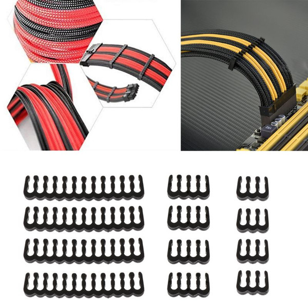 PP Cable Comb /Clamp /Clip /Dresser For 2.5-3.0 mm Cables Black 6/8/24 Pin 24Pcs