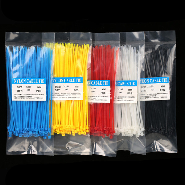 Colorful Self-Locking Plastic Nylon Wire Zip Ties Cable Tie Seven Color 3X150MM 100pcs/bag