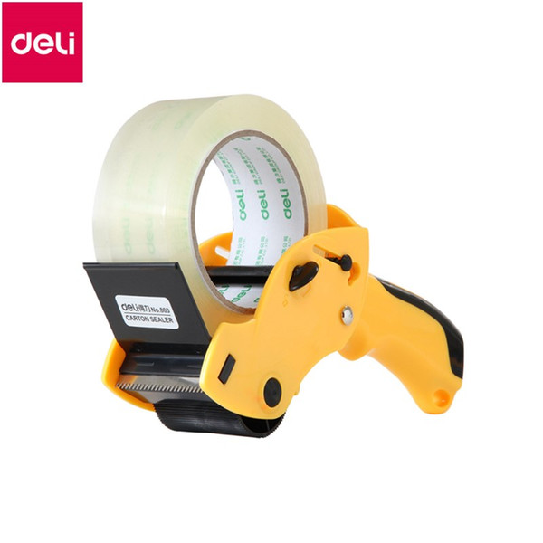 Deli 1pc Sealing device Packer tape cutter Capable 6cm Width Sealing Tape Holder Office Cutter Random Color