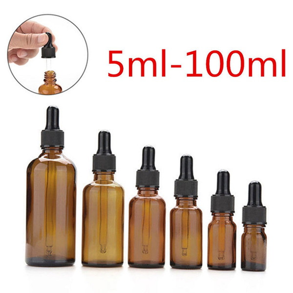 Amber Glass Liquid Reagent Pipette Bottles Eye Dropper Aromatherapy 5ml-100ml Essential Oils Perfumes bottles wholesale free DHL