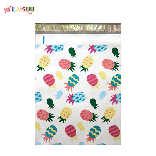 100 pcs 26x33cm 10x13 inch Pineapple White Pattern Poly Mailers Self Seal Plastic Envelope Bags / Jiffy mailing bags