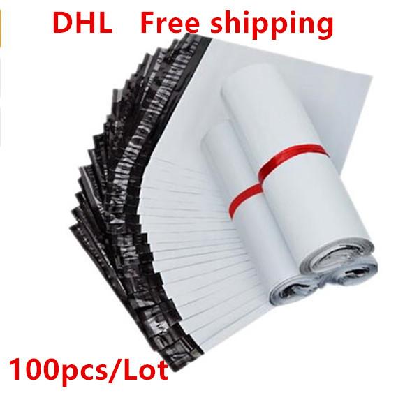 100 Pcs 6.6inx11.8in White or Gray Poly Envelope Shipping Mail Bags with Self Adhesive, Waterproof and Tear-proof Courier Bag