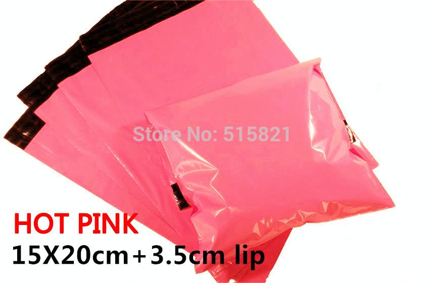 Wholesale-[cnklp]-Hot Pink 15x20cm+3.5cm lip Co-extruded Multi-layer SELF SEAL POLY MAILERS BAGS ENVELOPE [100PCS]