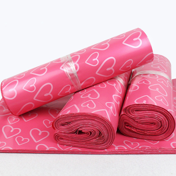 Wholesale Pink Heart Poly Mailing Express Bag Strong Adhesive Packaging Envelope Bag Mailer Plastic Gift Boxes Shipping Bag