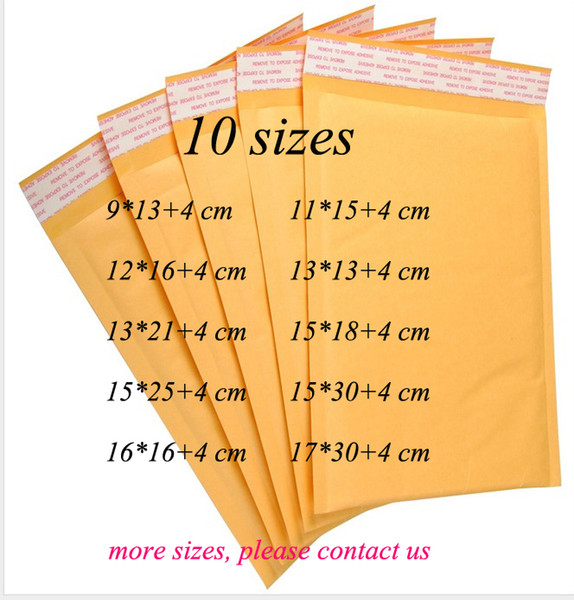 DingSheng 10 sizes yellow self-sealing poly bubble waterproof Kraft paper Transport Packing envelope mailer Wrap bags Packaging Mail Pouch