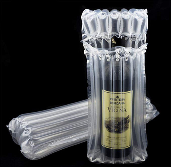 32x9cm 7 Column Wine Bottle Protector Leakproof Travel Transport Wine Bags Portable Inflatable Air Packaging Bubble Bag Cushioning Wrap