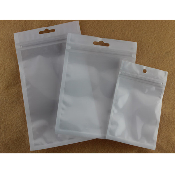 Clear + White Pearl Plastic Bags Poly OPP Packing Zipper Zip Lock Retail Package Bag for Phone Cases Cables Jewelry Hand Spinners Large Size