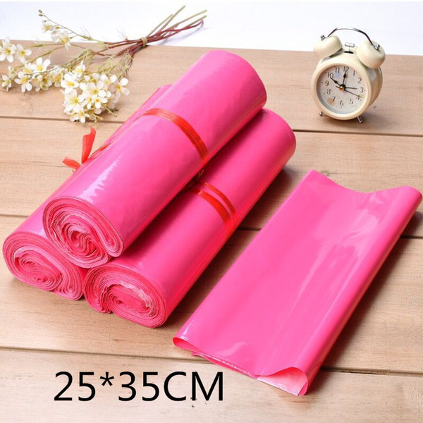 25*35cm (20*30+5cm) Hot pink Courier Bag Multi-function Packaging material Shipping Bags Self-seal Mailbag Plastic Poly Mailing Envelope Bag