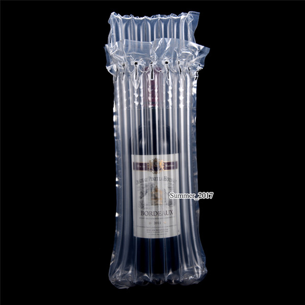 7*35cm Red Wine 7 Column Anti Pressure Shockproof Storage Bag Clear Plastic Poly Air Bubble Column Package Pouch