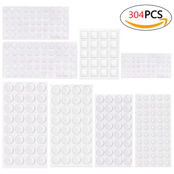 304 pcs Stick Bumper Door Bumpers 3M Self Adhesive Clear Rubber Bumpers Pads Noise Dampening Buffer Pads