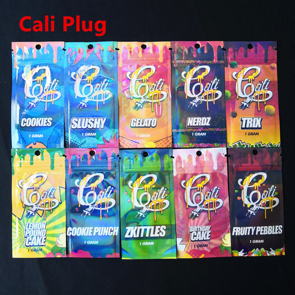 2019 Hot Selling 10 Flavors Cali Plug Carts Holographic Rainbow Ziplock Packaging Bags With Child Proof For Cali Plug Vape Cartridges