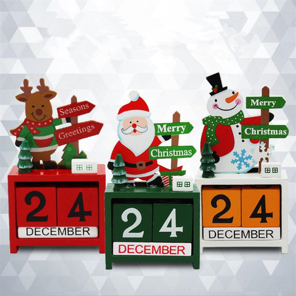 Christmas Wooden Advent Calendar Countdown to Christmas Santa Claus Snowman Elk Calendar