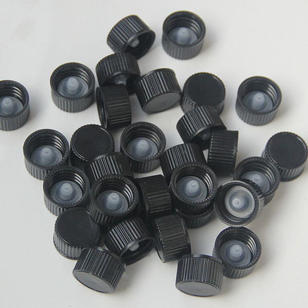 DIN18 plastic cover black bottle cap Screw cap and internal plug Standard essential oil bottle cap Reliably Sealing 18-410