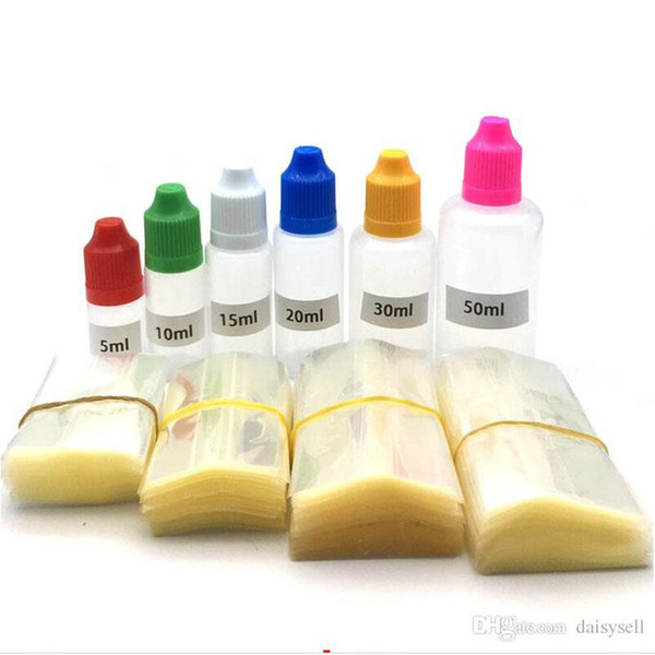 Clear heat PVC Shrink wrap film for 5ml 10ml 30ml eliquid ejuice bottles shrink sleeve seals for 15ml 20ml 50ml e-liquid dropper bottles