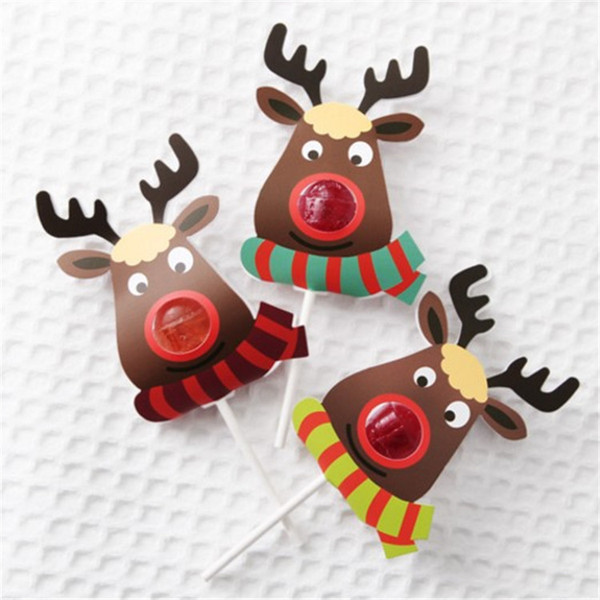 Reindeer Lollipop holders,Candy Holder,Christmas gift decor card. 100pcs/lot