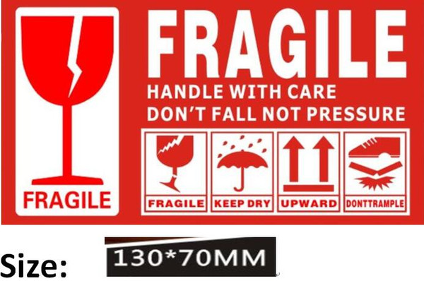 100 Pasters FRAGILE HANDLE WITH CARE Stickers Shipping Mailling Warn Labels Size 13 x 7 cm White Red Free Shipment