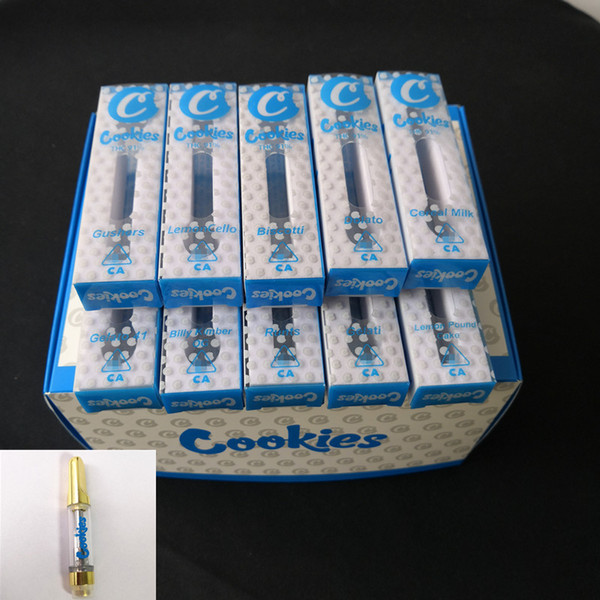 Cookies Carts 0.8ml Ceramic Coil Vape Cartridge Packaging Empty Glass thick oil Cartridge 510 thread Electronic Cigarettes