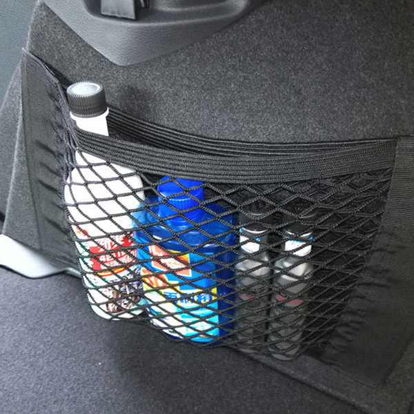 Car Rear Trunk Seat Elastic String Storage Mesh Net Bag Luggage Holder Pocket Sticker Trunk Organizer Car styling Seat back bag