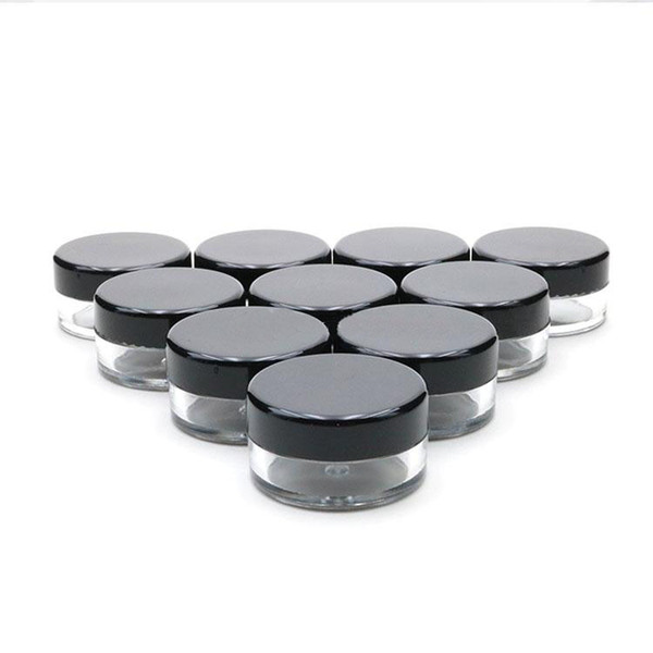 3g 5g 10g 15g 20g plastic cosmetic container black Plastic cream jar Makeup Sample Jar Cosmetic Packaging Bottle