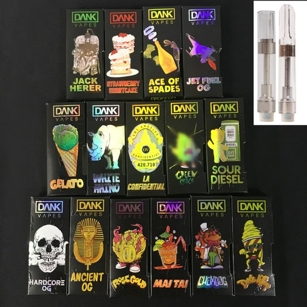 NewFlavors Dank Vapes Cartridge Pack Cereal Carts 0.8ml1.0ml 1.1 Gram Ceramic Coil Vape Carts Black Retail Package for Thick Oil