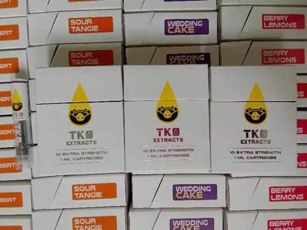 TKO Extracts Vape Cartridges Packaging TKO Carts 0.8ml 1ml Ceramic Empty Vape Pen Cartridge E Cig Vaporizer For Thick Oil 510 Battery