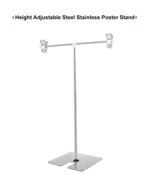 Height adjustable T shape L shape Poster display Stand stainless steel poster rack sign holder poster clamp table cardboard display racks