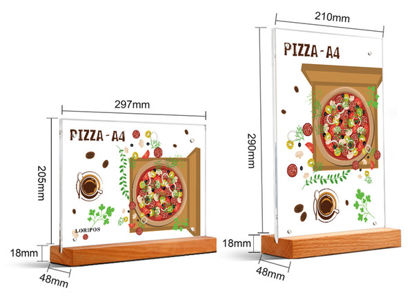 A4 photo frame acrylic Restaurant Wooden Price Tag Display Stand Table Desktop Sign menu tag stand advertising poster frame card holder rack