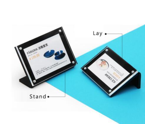 Transverse L black Acrylic Frame Stand magnetic label holder table menu stand paper info photo frame advertising desk sign name card display