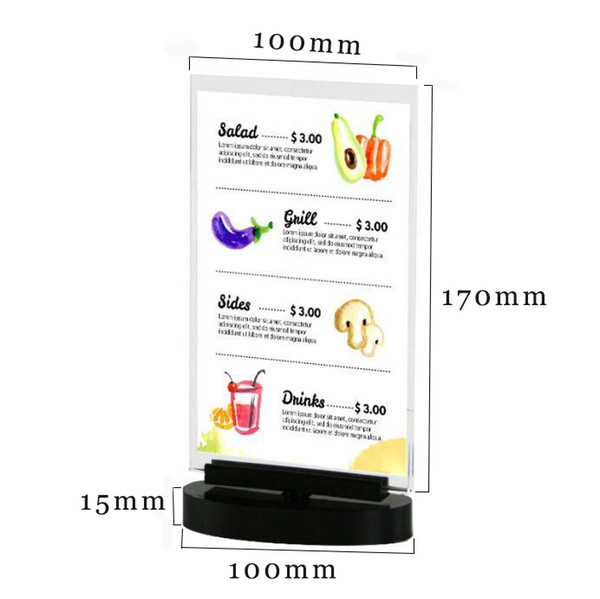 Two side advertising poster display free rotating acrylic photo frame table menu desk sign holder stand food list info paper frame stand