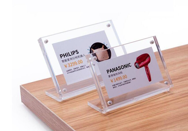 15*10cm transverse acrylic label holder stand poster photo picture frame magnetic menu stand advertising desk sign holder price tag display