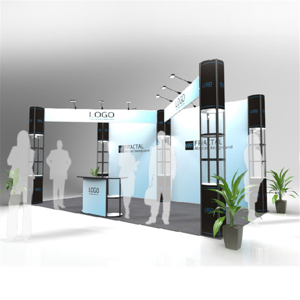 Standard 20ft*10ft Portable Trade Show Modular Booth Company Trade Show Portable Booth with Wheeled Wood Case (E01B9)