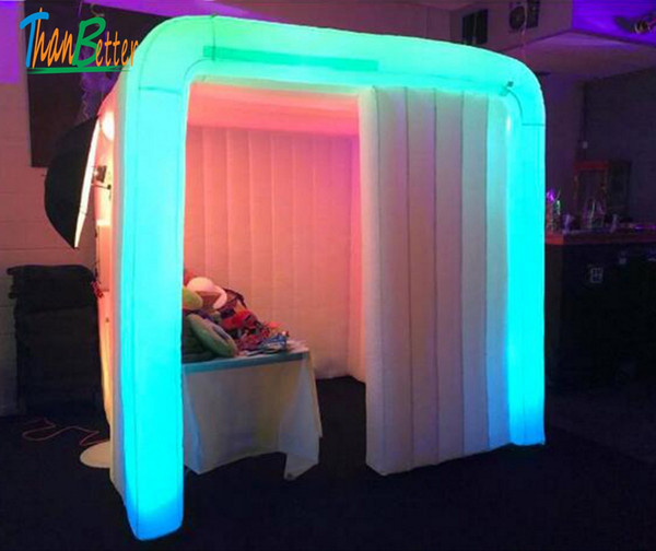 Multi-Colors changing custom LED inflatable cabin portable photo booth air booth for photo booth wedding party events for sale